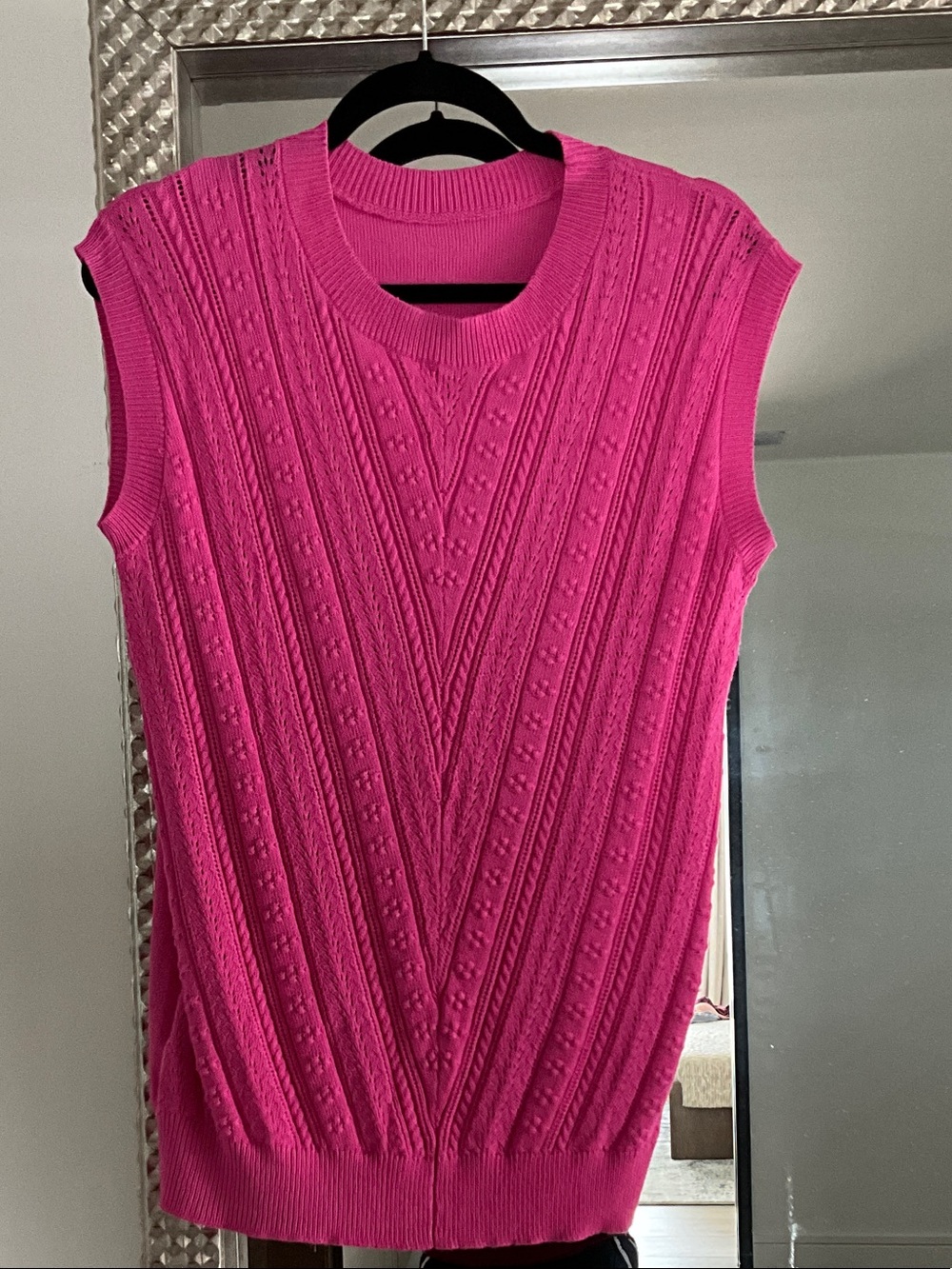 Sleeveless Knit Shell Top - Hot Pink